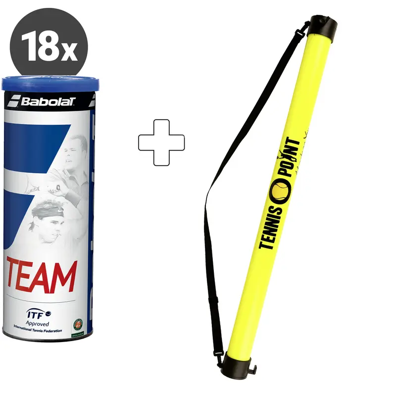 18 tubes de 4 Team + ramasse balles forme tube