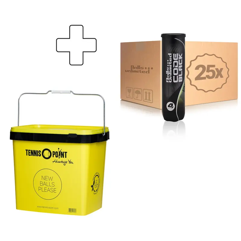 25 tubes de 4 Code Black + seau à balles