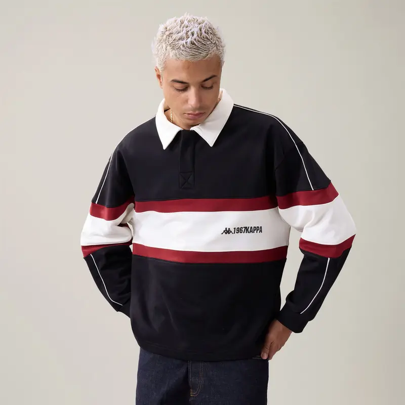 AUTHENTIC ORSEN - Fleece - Pull Over - Man - Black-White Natural-Red Winery