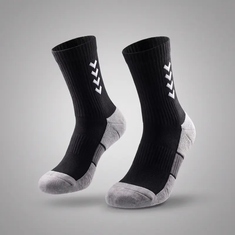 Chaussettes de Running Compression Mi-Mollet Rembourrées - Noir & Gris