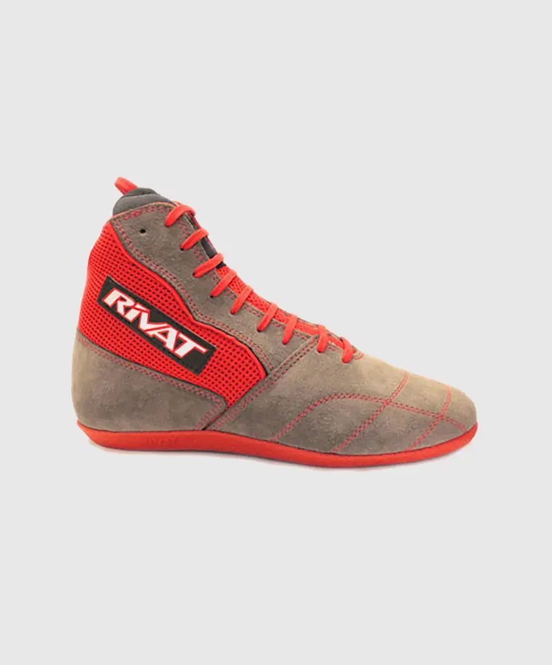 Chaussures de boxe française Savate Rivat Boom - Gris/Rouge