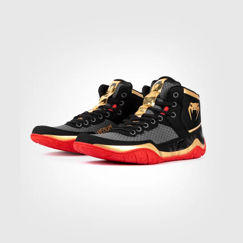 Chaussures de lutte Venum Elite - Noir/Or/Rouge
