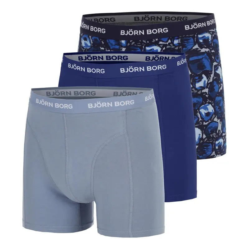 Cotton Stretch Boxer 3P Caleçon Hommes-Bleu Gris, Bleu