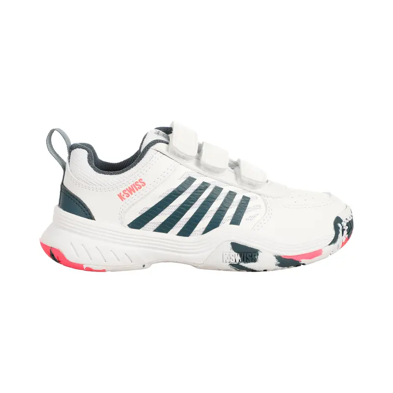 Court Express 2 Strap Chaussures Toutes Surfaces Enfants-Blanc,Bleu Petrol