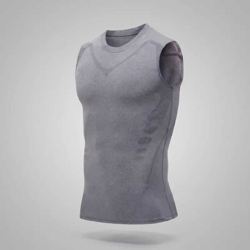 Débardeur de Compression Homme Sans Manches - Gris Chiné