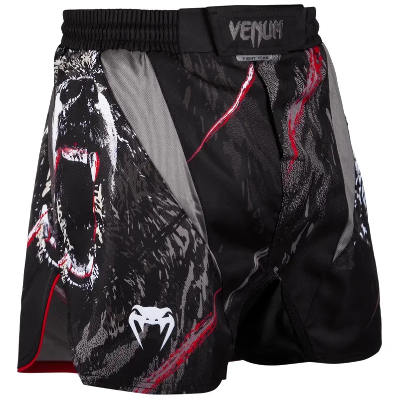 Fightshort court Venum Grizzli - Noir/Blanc