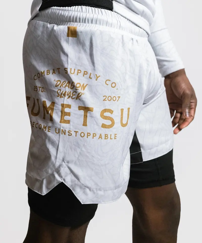 Fightshort Fumetsu Dual Layer Dragon Slayer - Blanc/Or
