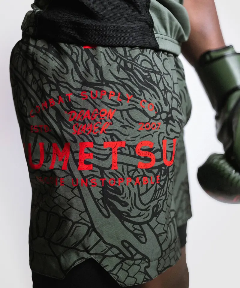 Fightshort Fumetsu Dual Layer Dragon Slayer - Kaki/Orange
