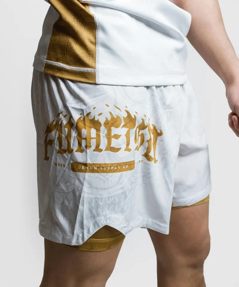 Fightshort Fumetsu Dual Layer Oni - Blanc/Or/Gris