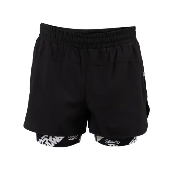 Fightshort Scramble Dual Layer - Noir/ Logotypes
