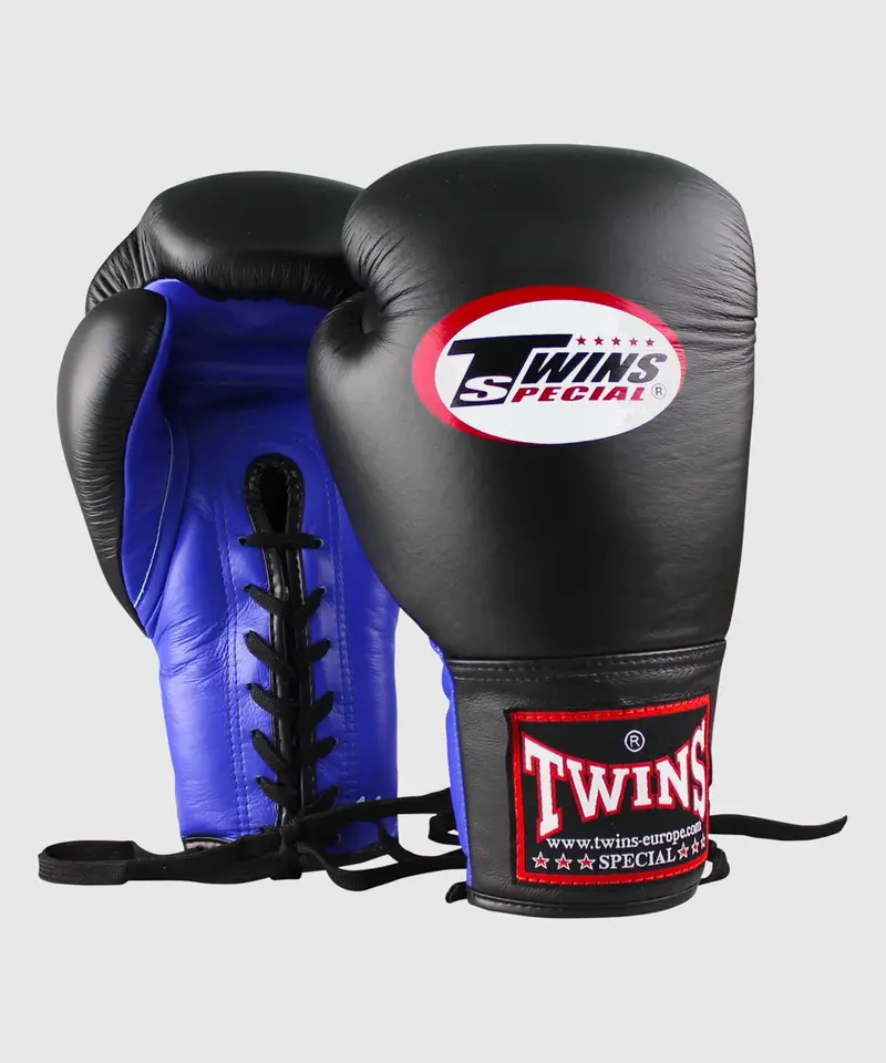 Gants de boxe à lacets Twins BGLL 1 - Noir/Bleu