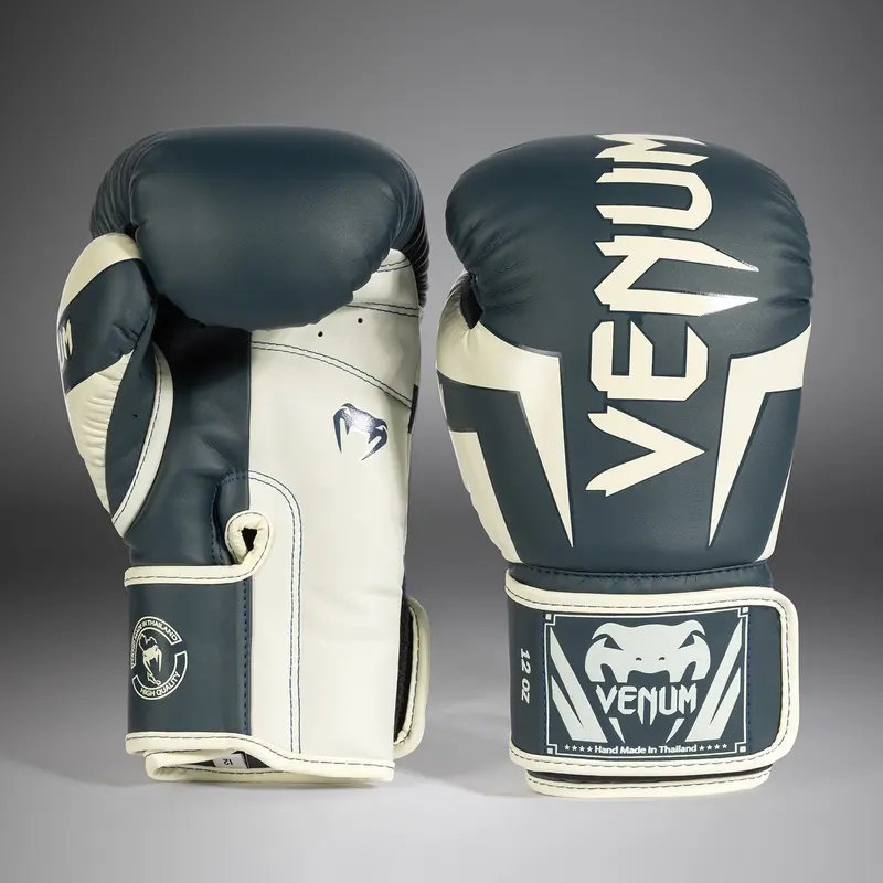 Gants de boxe Venum Elite - Blanc/Bleu Marine