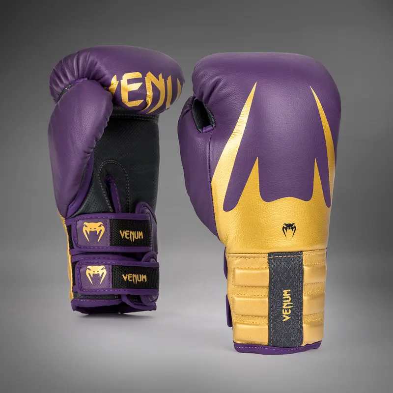 Gants de boxe Venum Reverso - Violet foncé/ Or