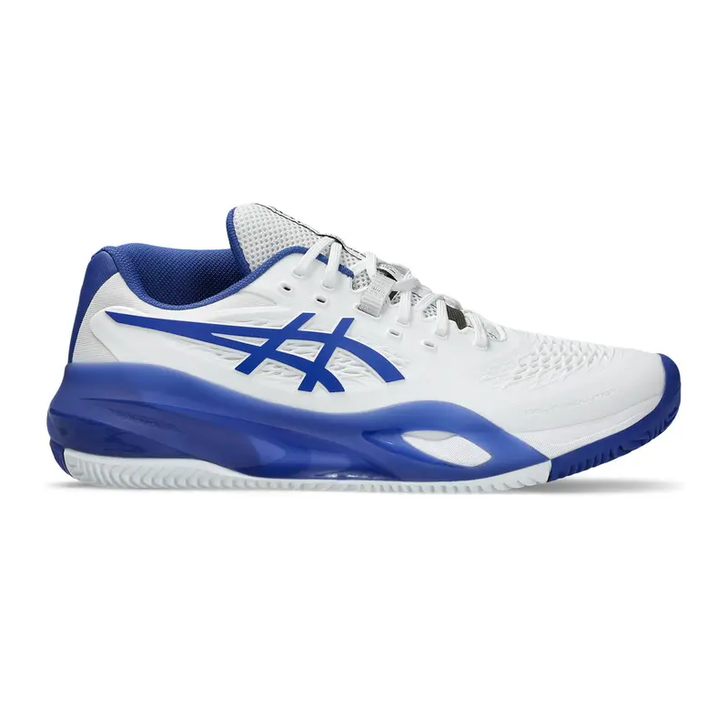 Gel-Resolution X Chaussure Terre Battue Hommes-Blanc,Bleu Foncé