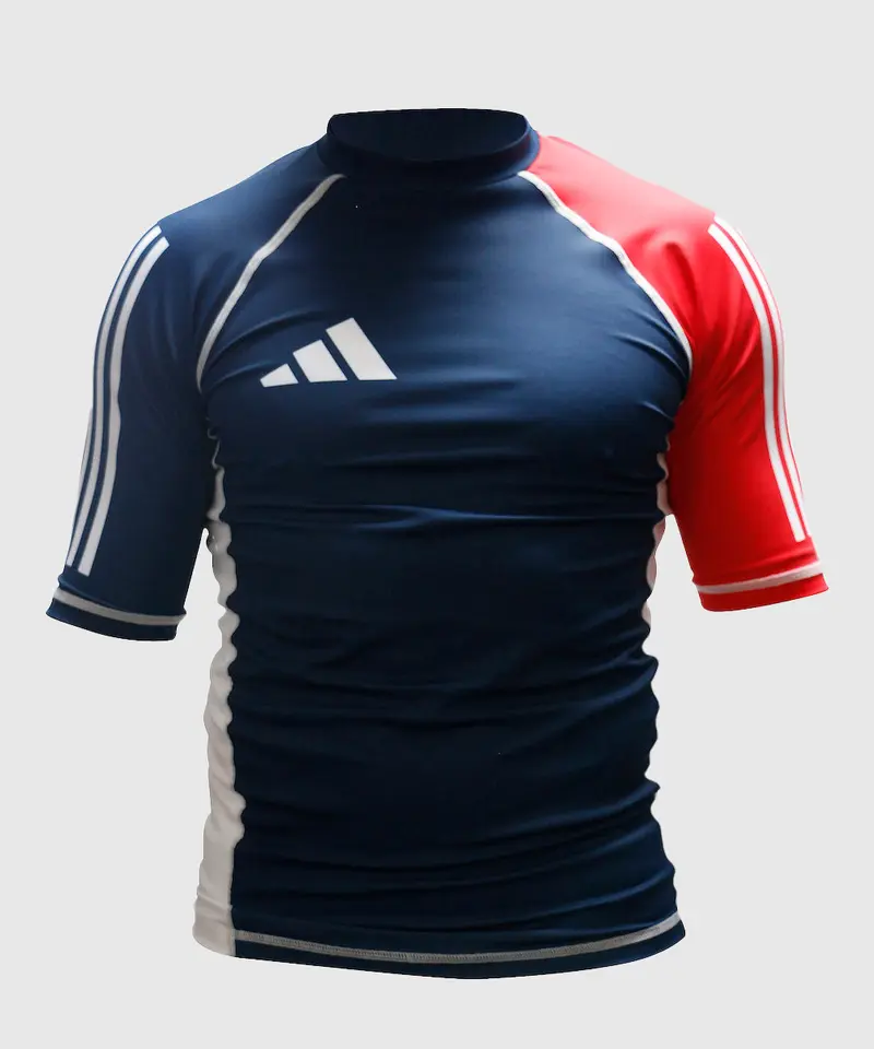 Haut de compression manches courtes Adidas – Bleu/Blanc/Rouge