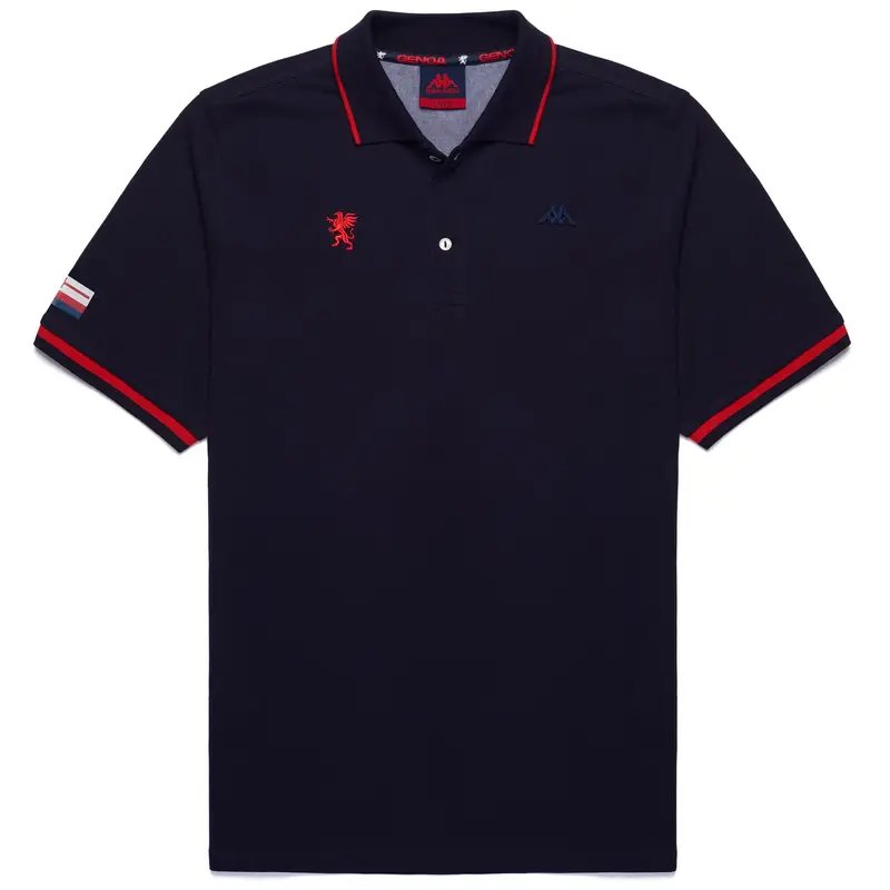 HERVE GENOA - Polo Shirts - Polo - Man - Blue Marine-Red Blaze