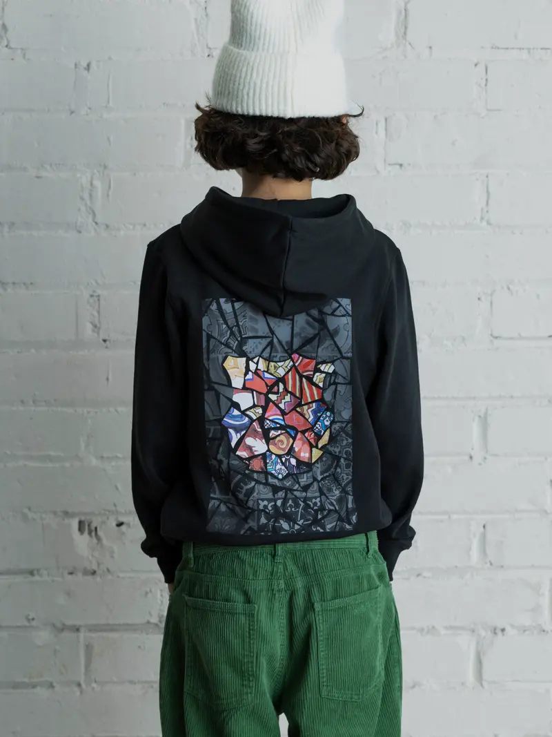 Hoodie black trencadis Barça - Junior