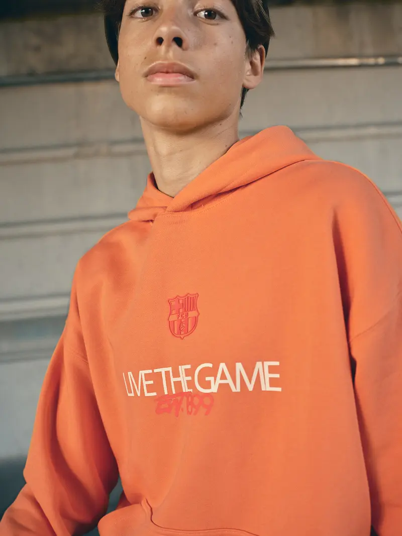 Hoodie Orange Barça Essentials - Junior