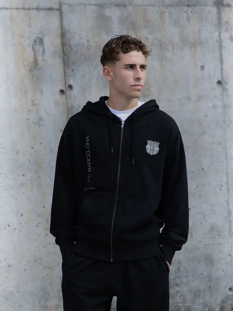 Hoodie Zip Black Organic Goals