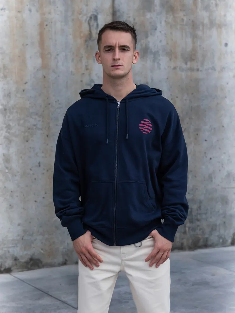 Hoodie Zip Navy Barça Organic Goals