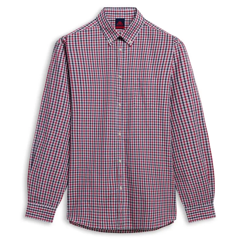 IDALGO - Shirts - Button Down - Man - White-Blue Iris-Red Tango check