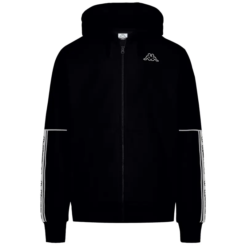 LOGO TAPE IHMOU - Fleece - Hoodie Full Zip - Man - Black-White