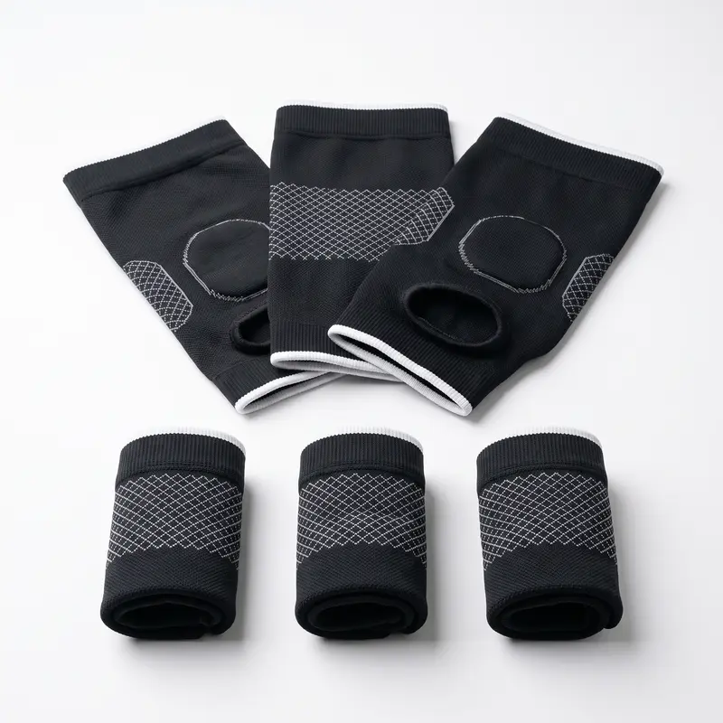 Manchon de Compression Cheville & Pied - Bout Ouvert - Noir - Lot de 3 Paires