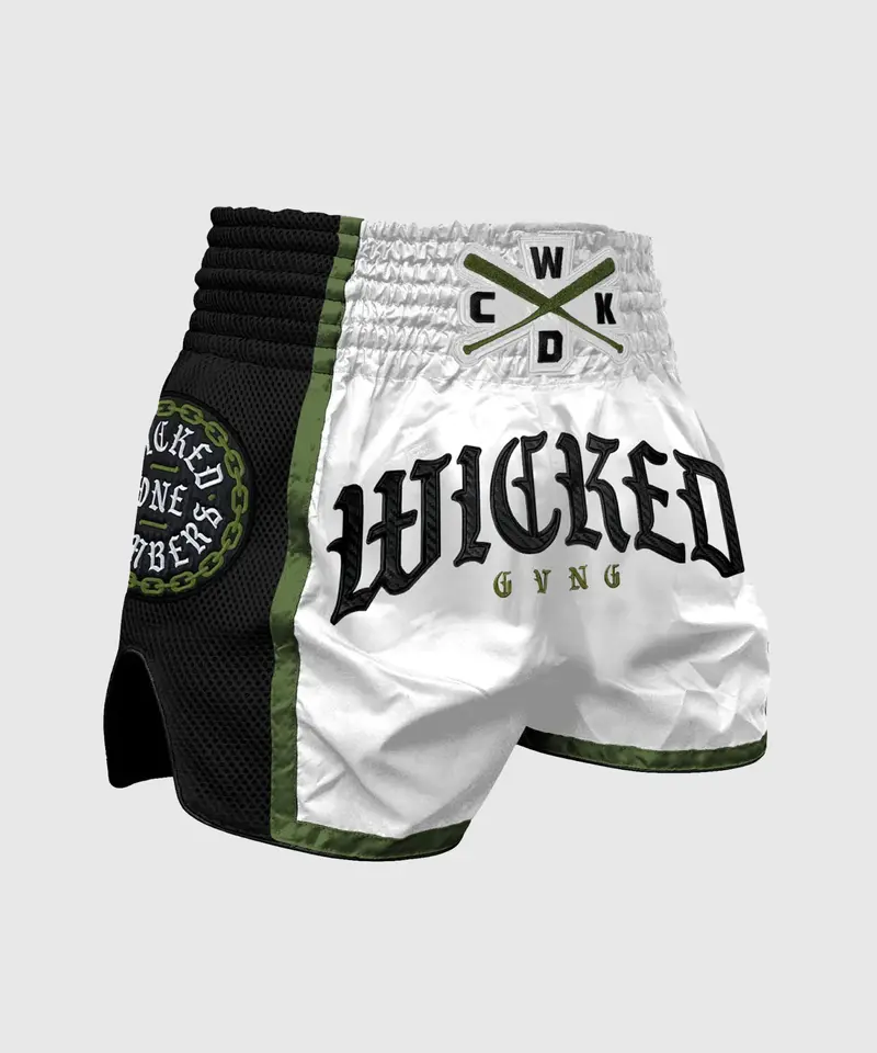 Muay-Thai Short Wicked One Brotherhood – Blanc/Vert