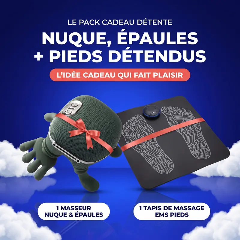 Pack Cadeau Détente — masseur nuque & épaules et tapis de massage EMS pieds