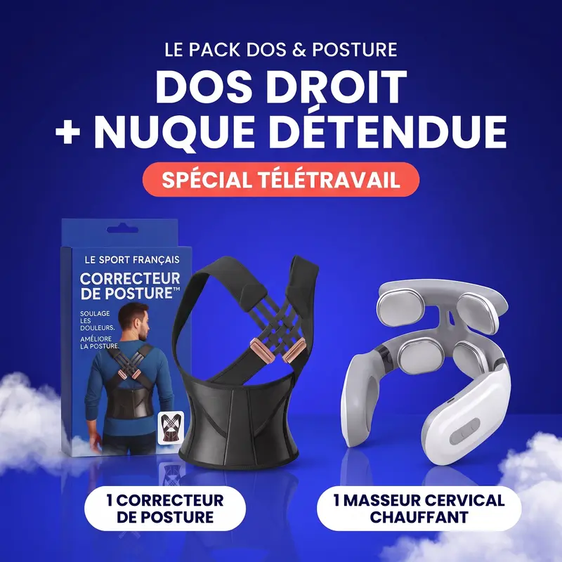 Pack Dos & Posture — correcteur de posture et masseur cervical chauffant