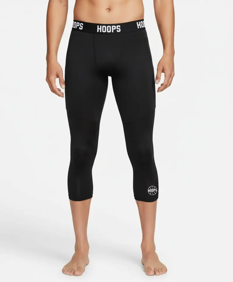 Pantalon de Compression Basketball 3/4 Hoops Noir