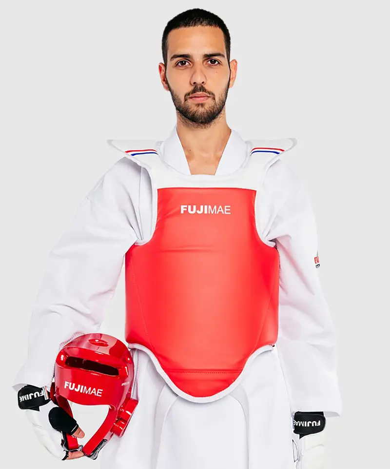 Plastron de Taekwondo réversible FUJIMAE - Compétition WTF - Bleu/Rouge