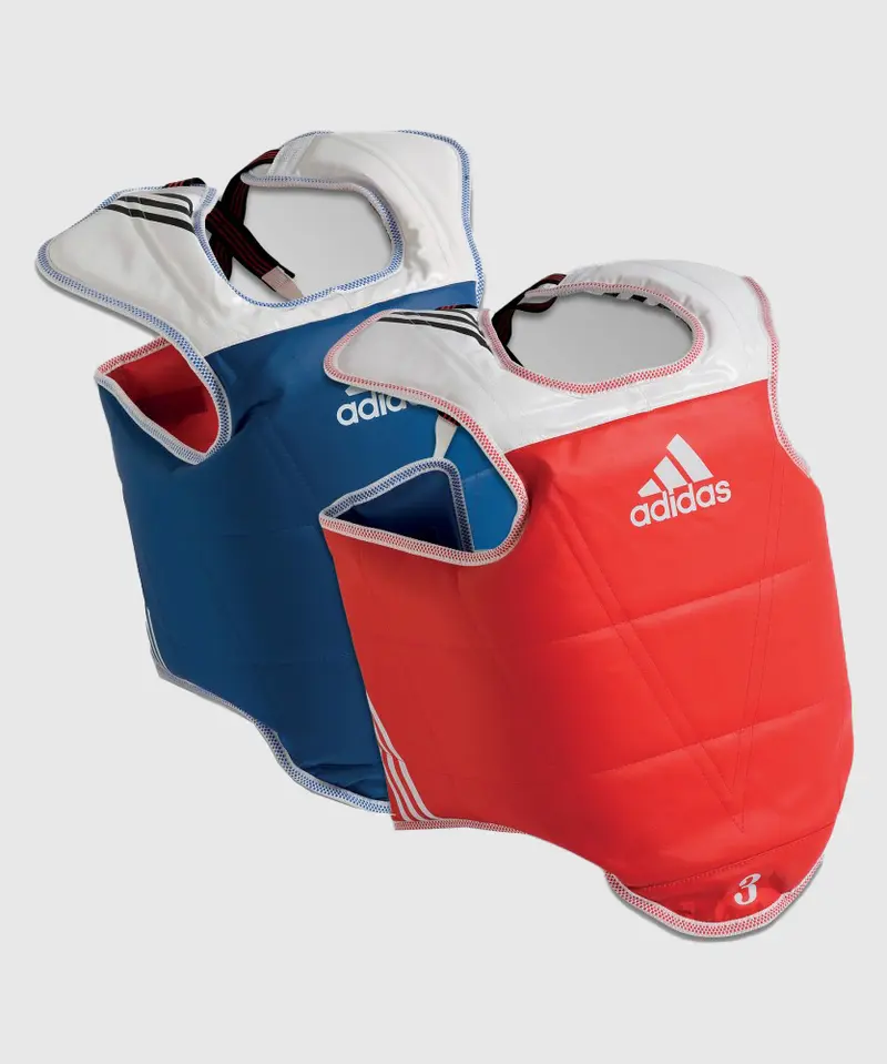 Plastron d'entraînement & compétition Adidas - Réversible - Approuvé WT - Rouge/Bleu