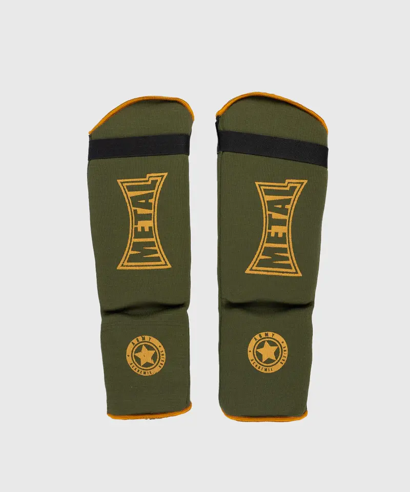 Protège-Tibias Et Coup De Pieds Coton Metal Boxe Military - Kaki