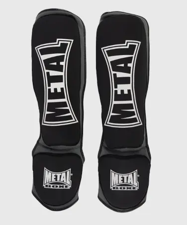 Protège-Tibias Et Pieds Metal Boxe Neoprene - Noir