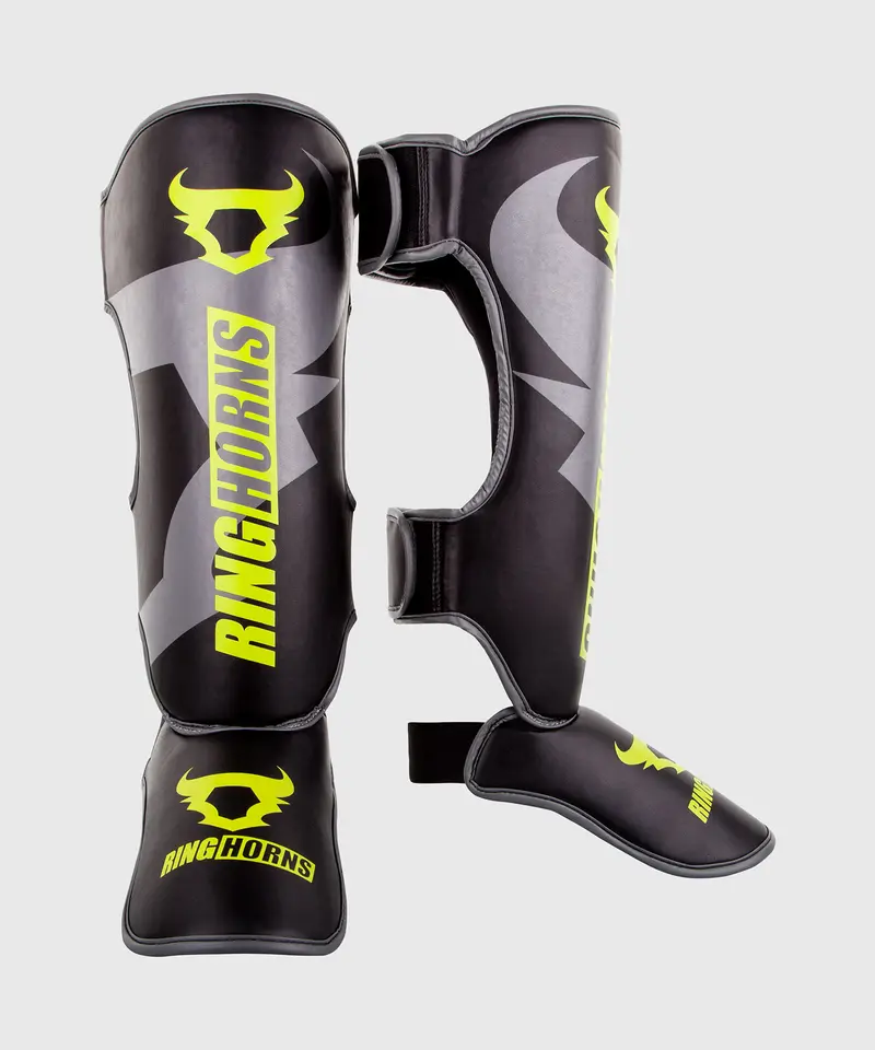Protège-tibias et pieds Ringhorns Charger - Noir/Jaune Fluo