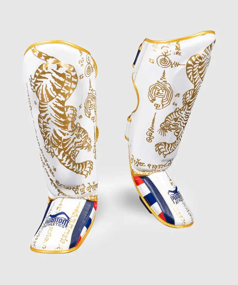 Protège-tibias Phantom Athletics muay thai LIMITED EDITION - Blanc/Or