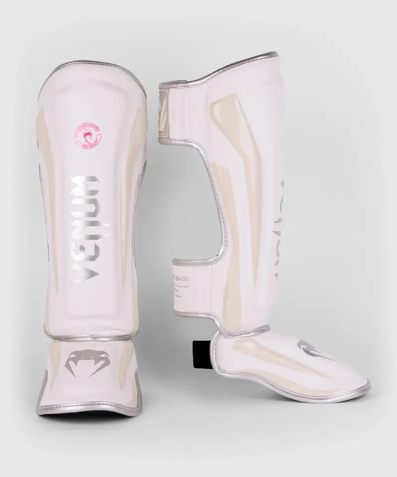 Protège-tibias Venum Elite - Blanc/Argent-Rose