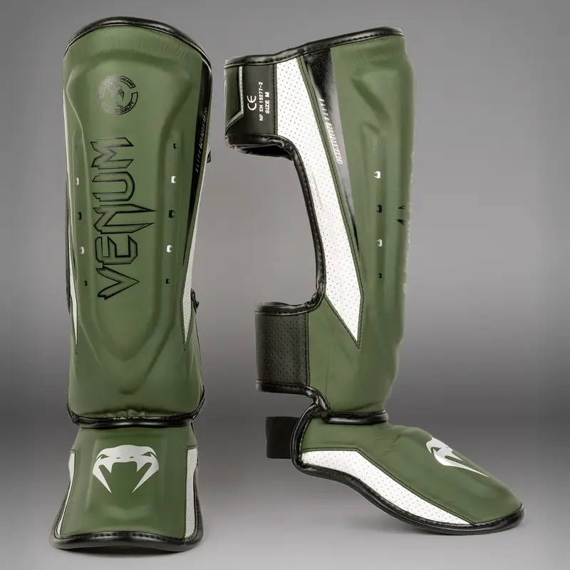 Protège-Tibias Venum Elite Evo - Kaki/Argent