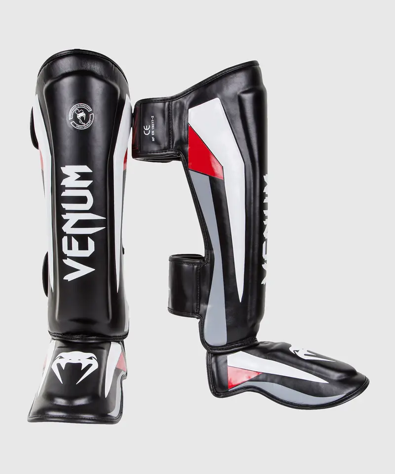 Protège-tibias Venum Elite - Noir/Blanc/Rouge