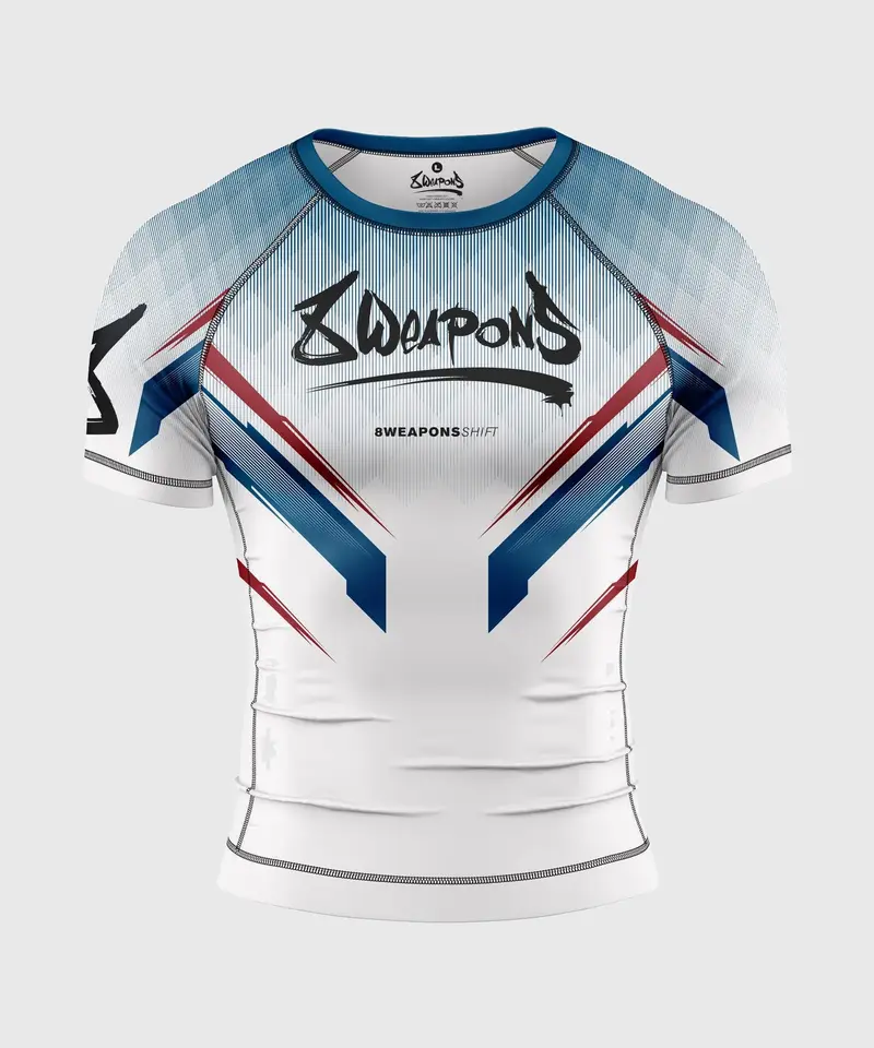 Rashguard À Manches Courtes 8 Weapons Shift - Blanc/Bleu/Rouge