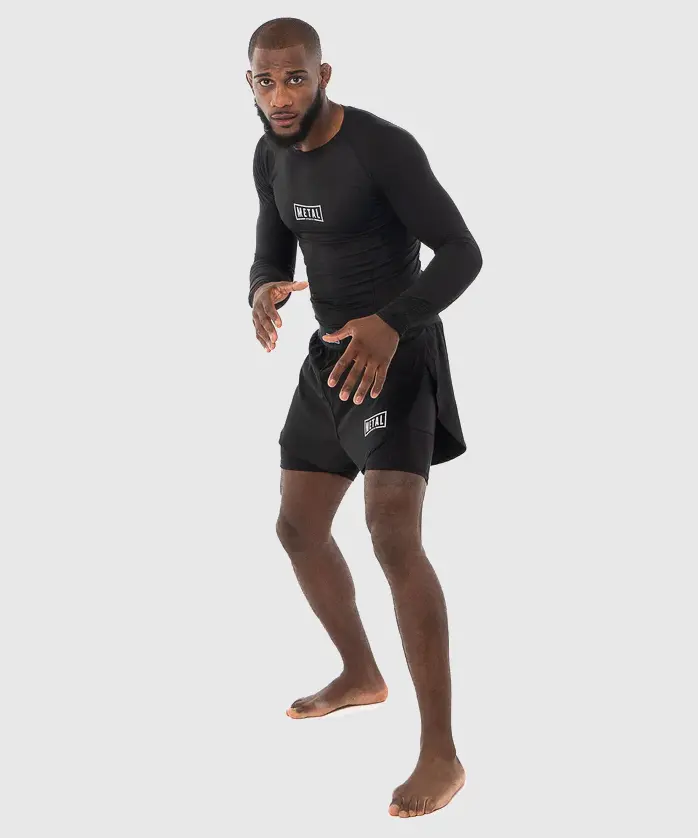 Rashguard À Manches Longues Metal Boxe Performance - Noir