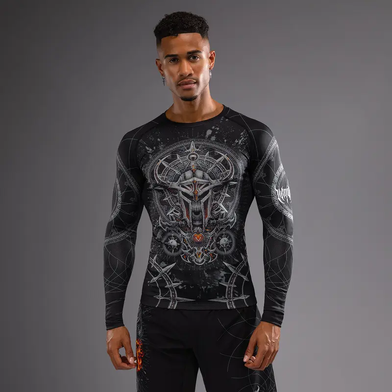 Rashguard à Manches Longues pour Hommes Venum Gladiator 5.0 - Noir/Argent