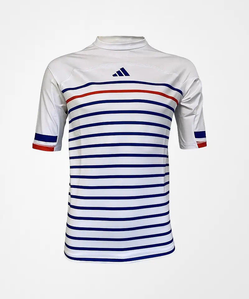 Rashguard Adidas Manches Courtes - Bleu/Blanc/Rouge