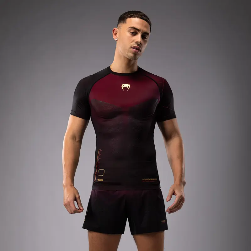 Rashguard Manches Courtes Venum Tactical XT- Noir/Bordeaux/Or