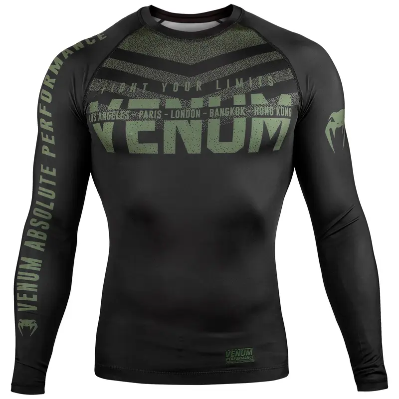 Rashguard Venum Signature - Manches longues - Noir/Kaki - Exclusivité