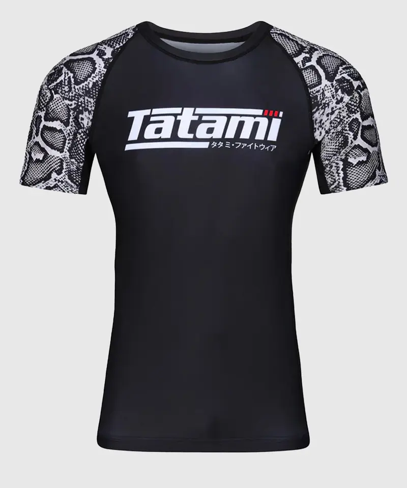 Rashguards À Manches Courtes Tatami Fightwear Recharge Snake - Noir/Blanc