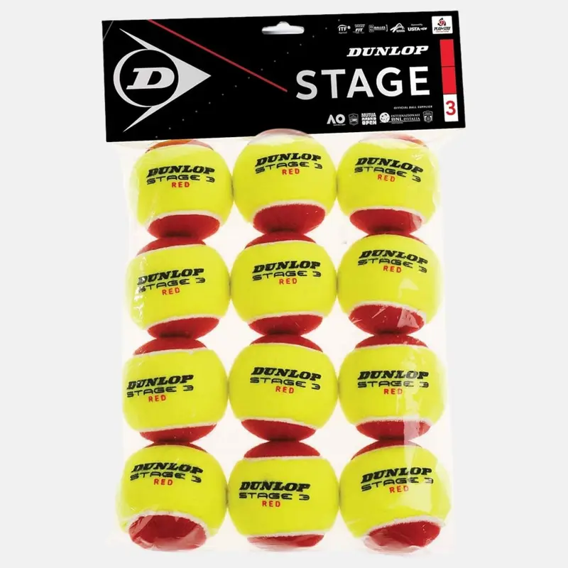 Sachet de 12 balles Dunlop Mini Tennis Stage 3