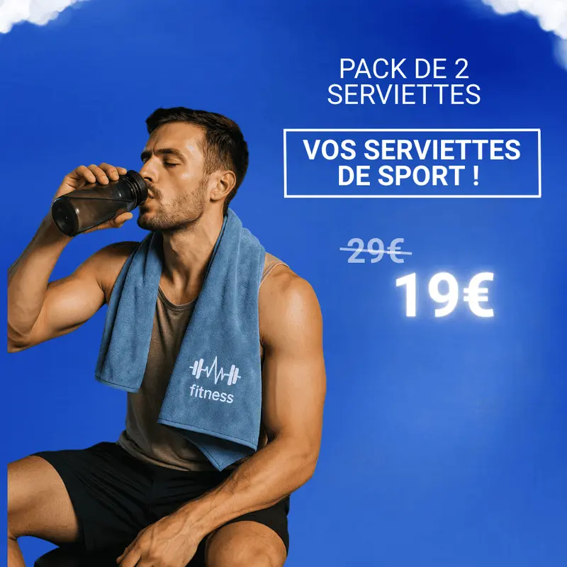 Serviettes de sport françaises bleues – Pack de 2