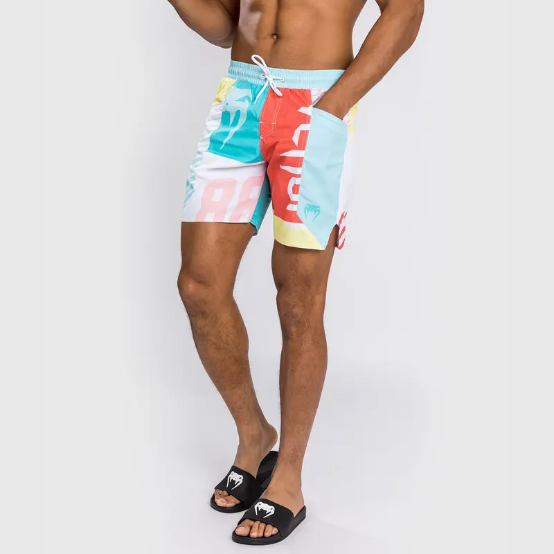 Short de bain Venum Summer 88 - Bleu Clair/Rouge Flamme